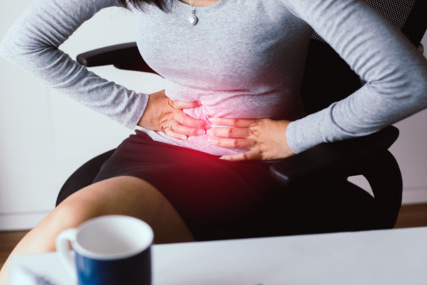 woman with stomach pain