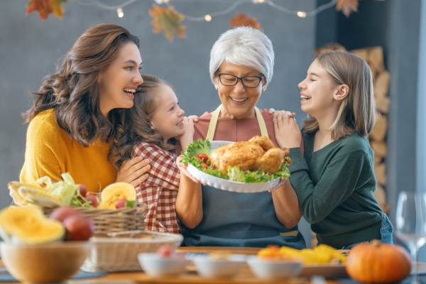 family celebrating a holiday
