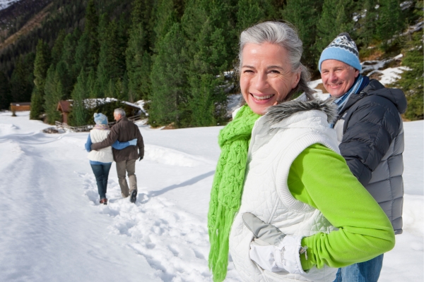 mature couples walking outdoors
