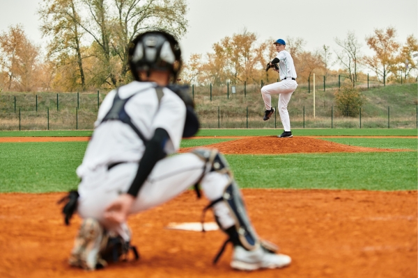 teenage baseball players at practice